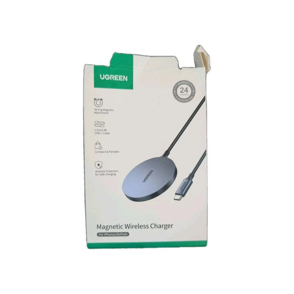 Nn5O UGREEN - Magnetic Wireless Charger for iPhone 17 - 12 / Airpods Magsafe Gry